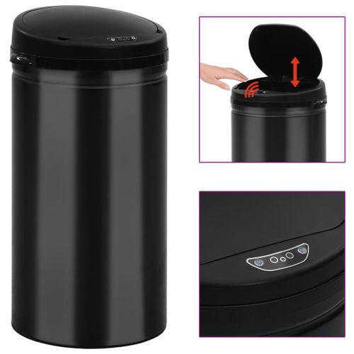 Vidaxl Poubelle À Capteur Automatique 50 L Acier Au Carbone Noir