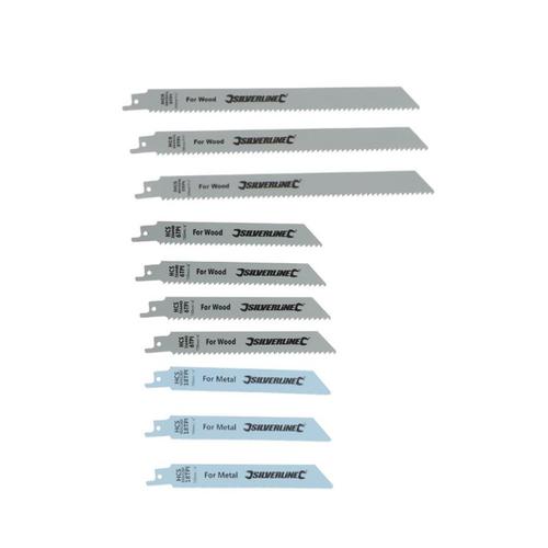 10 LAMES DE SCIE SABRE ASSORTIES BOIS ET METAL LONGUEURS 150 ET 240MM