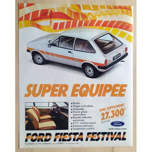Publicité Papier - Voiture Ford Fiesta Festival De 1980