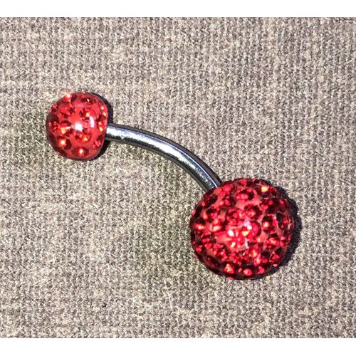 Piercing De Nombril - Strass Rouges Brillants Effet Boule À Facettes