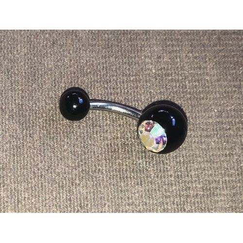 Piercing De Nombril Noir Et Strass