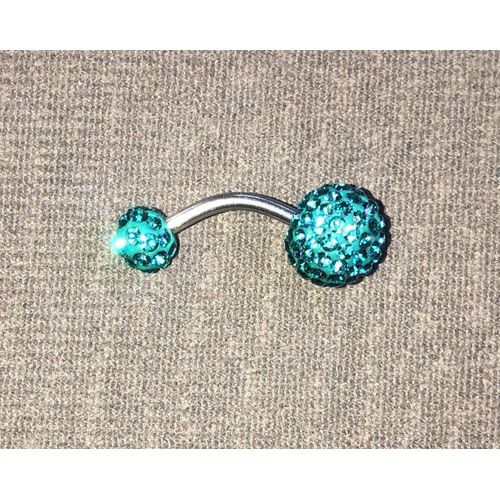 Piercing De Nombril - Strass Turquoises Brillants Effet Boule À Facettes