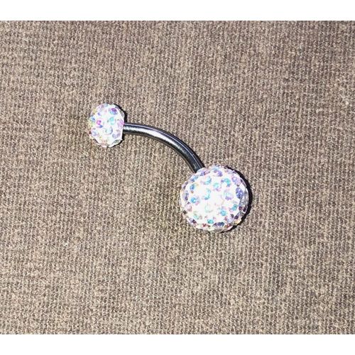 Piercing De Nombril - Strass Argents Brillants Effet Boule À Facettes