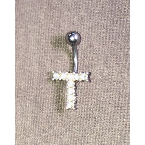 Piercing De Nombril Lettre "T" Avec Strass 2,5 Cm