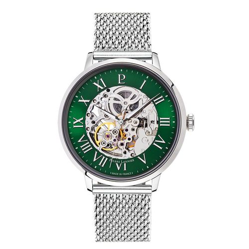 Montre Homme Automatic Argenté Cadran Vert Bracelet Acier Milanais Argenté 20 Mm