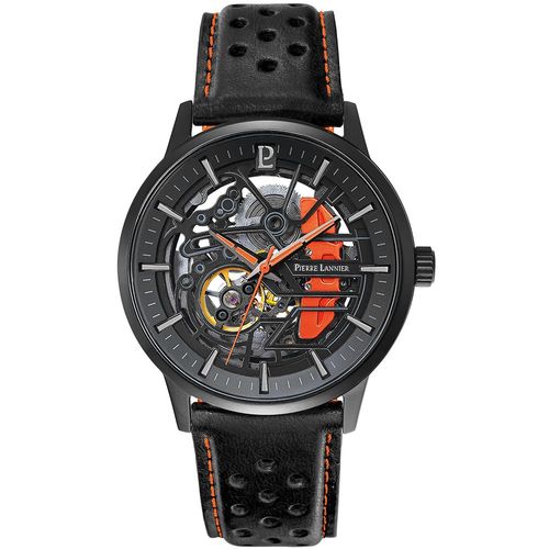 Montre Homme Paddock Noir Cadran Noir Bracelet Cuir Noir 22 Mm