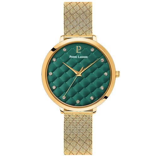 Montre Femme Grace Doré Cadran Vert Bracelet Acier Milanais Doré 14 Mm