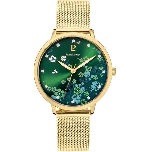 Montre Femme Tallia Doré Cadran Vert Bracelet Acier Milanais Doré 16 Mm