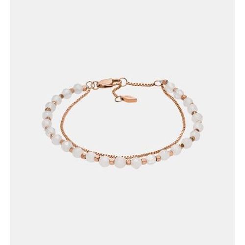 Fossil - Bracelet Double Rang Chaîne Et Perles - Doré