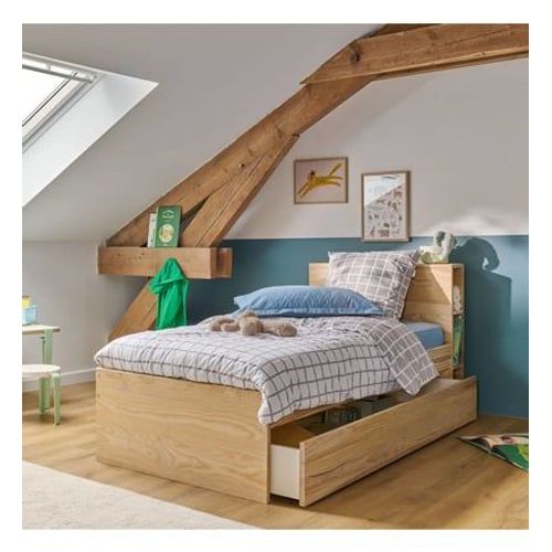 Camif - Lit Rangement Bois Massif Sebastian - Marron