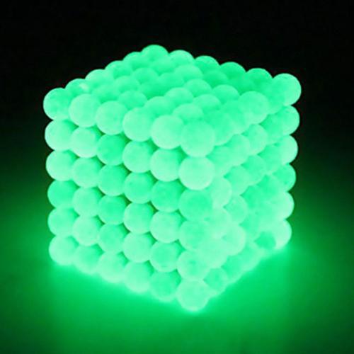 216 Pcs 5mm Diy Magique Aimant Magnetique Blocs Boules Sphere Cube Perles Puzzle Construction Jouets Stress Vert Fluorescent