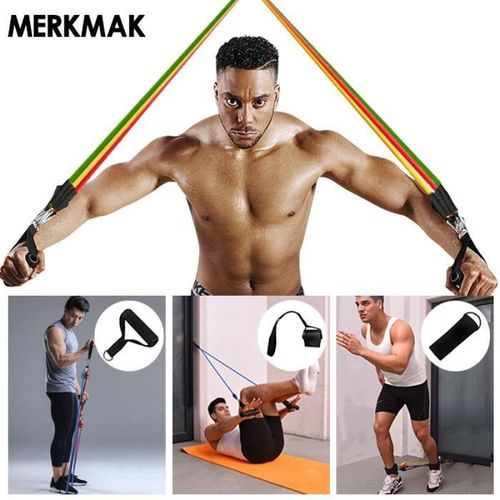 Set Bande Elastique Fitness Musculation Pimpimsky 11 Sport De Resistance Traction Large Cheville Pied Kit Sangle Exercice