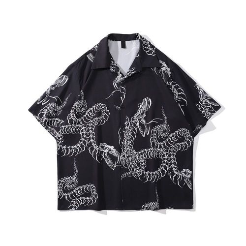 Chemise Squelette Dragon Pour Homme,Matière Fine,Polo D'été