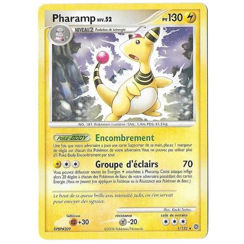 Pharamp 1/132 - 130pv - Niv.52 - Diamant & Perle : Merveilles Secretes - Rare Carte Pokemon