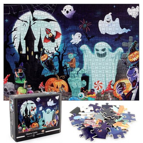 Puzzle De Fantôme De Citrouille De Thème De Dessin Animé D'halloween, Jouets Éducatifs Pour Enfants Filles, Cadeau D'halloween, 1000 Pièces