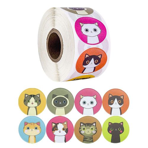 Autocollants De Récompense Chat Mignon 1 Pouce, Étiquette Ronde Pour Enseignant, Éloge Étudiant, Joli, 8 Modèles D'étiquettes, Jouet Pour Enfants, 500 Pièces
