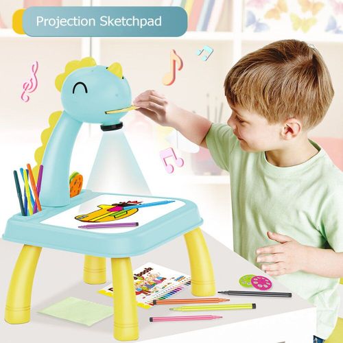Planche À Dessin De Projecteur Led De Dinosaure, Planche Détachable Pour Enfants, Jouet D'apprentissage De Dessin, Projection Musicale, Outil De Peinture De Bricolage
