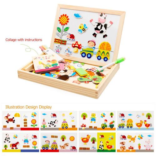Puzzle Magnétique En Bois Éducatif Pour Enfants, Boîte À Dessin, Figurines D'animaux Agricoles, Jouet Éducatif, Cadeau