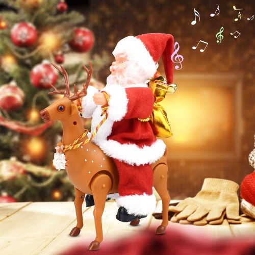 Cadeau De Noël Électrique Pour Père Noël, Jouet Amusant, Lecteur De Musique, À Cheval, Cerf, Elk