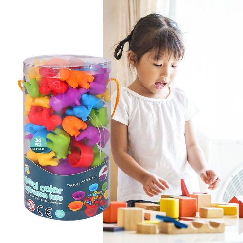 Jeu De Correspondance Arc-En-Ciel, Couleur De La Cognition Des Animaux, Tri Des Animaux Fins, Puzzle, Coordination ¿Il-Main, Cadeau De Train Pour Enfant
