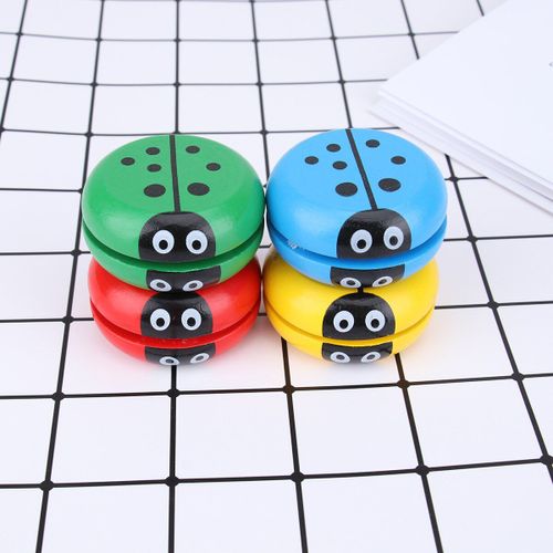 Boule Yoyo Coccinelle En Bois, 4 Pièces, Dessin Animé Créatif Yo-Yo En Plein Air, Maison, Cadeau Pour Enfants, Couleur Aléatoire