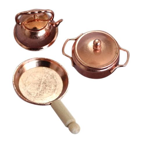 Accessoires Pour Maison De Poupée, Marmite, Poêle, Jouets, Mini Maison, Jouets De Cuisine, 3 Pièces