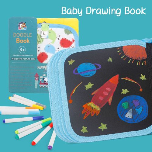 Planche À Dessin Portable Double Face Effaçable Pour Bébé, 1 Ensemble, Pour Bricolage, Livre De Dessin Effaçable, Peinture À La Craie À L'eau, Tableau Noir