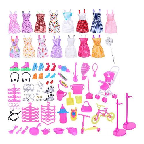 Accessoires Pour Poupées, 114 Pièces Aléatoires, Chaussures, Vêtements, Colliers, Tenues, Bricolage À La Main, Jouets Pour Bébés