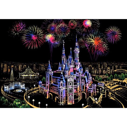 Carte À Gratter De Château Fantastique, Support À Peinture Magique Pour Artisanat D'art Fait Maison, Papier De Bricolage Décoratif, Parfait Cadeau Pour Enfants,
