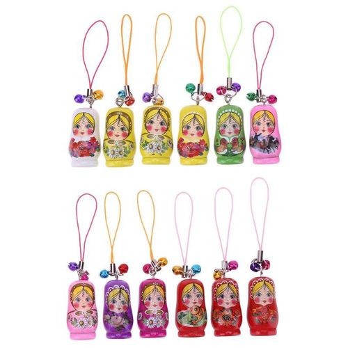 Poupées Russes De Nidification, 12 Pièces/Ensemble, Jouet, Porte-Clés En Bois, Matrioshka, Jouets Peints À La Main Pour Enfants, Couleur Aléatoire