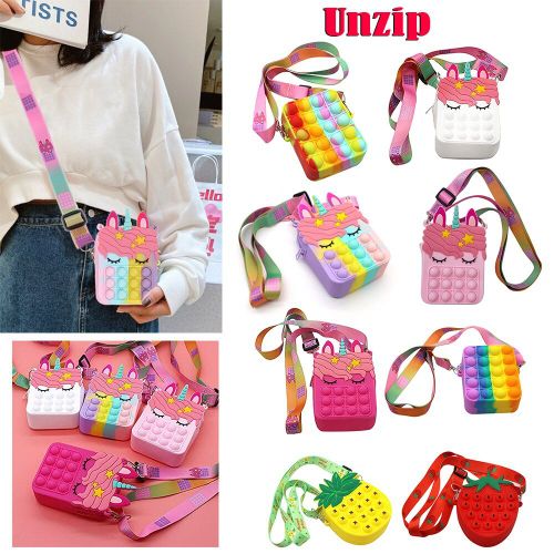 Sac Messager À Bulles En Silicone Pour Enfants De La Maternelle, Sac De Rangement Pour Jouets, Jouets Sensoriels, Autisme, Papeterie