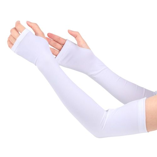 Manchons De Bras De Protection Solaire D'été, Trou Pour Le Pouce Blanc M