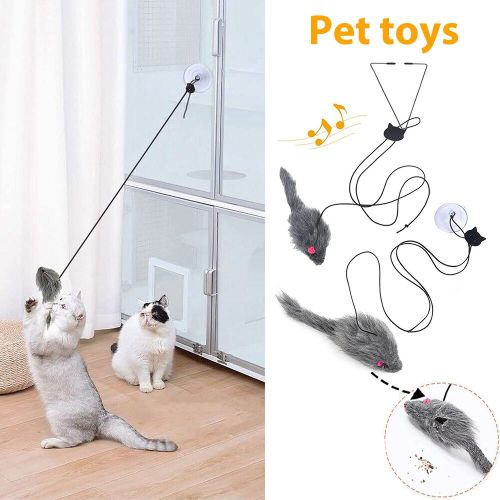 Bâton De Chat, Jouet En Peluche Interactif, Simulation De Souris, Suspendu, Fournitures Pour Animaux De Compagnie, Crochet Détachable Élastique Anti-Tentation Pour Animaux De Compagnie