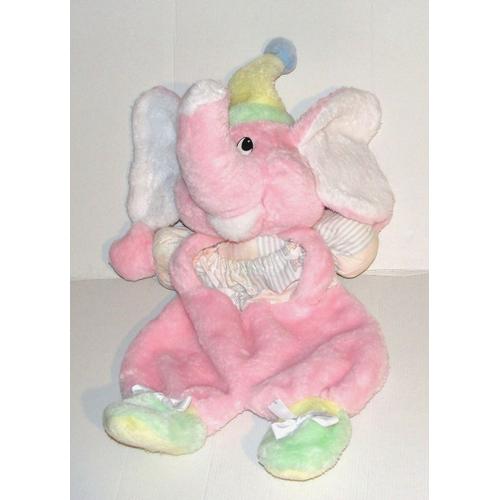 Peluche Elephant Nounours Salopette Rose Range Pyjama Vintage 55 Cm