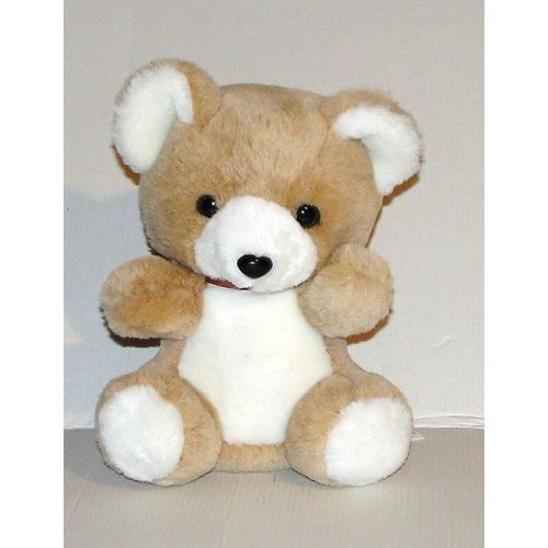 ours marron blanc elf antar peluche doudou ourson assis 22 cm