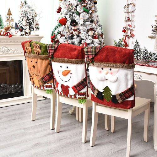 Housse De Chaise Rouge Pour Noël, Chapeau De Père Noël, Couverture Arrière De Chaise, Cadeau De Noël 2021, Décoration De La Maison, Nouvel An 2022