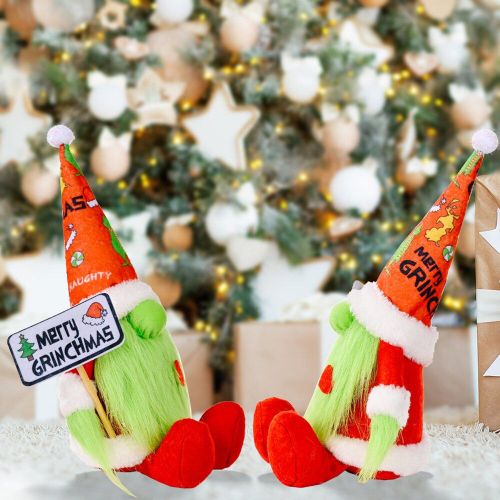 Poupée En Peluche Gnome Vert Sans Visage, 2022, Grinch, Pour Noël, Décorations De Noël, Décoration De Table Pour La Maison