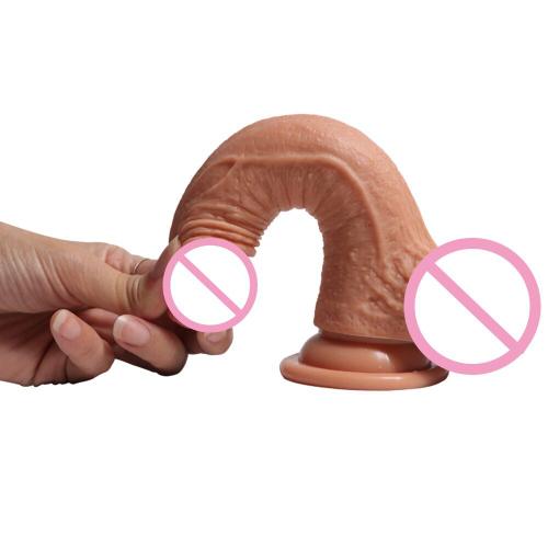 Gode Réaliste Double Couche En Silicone Liquide, Pénis Avec Forte Ventouse 7.1 Pouces Ac