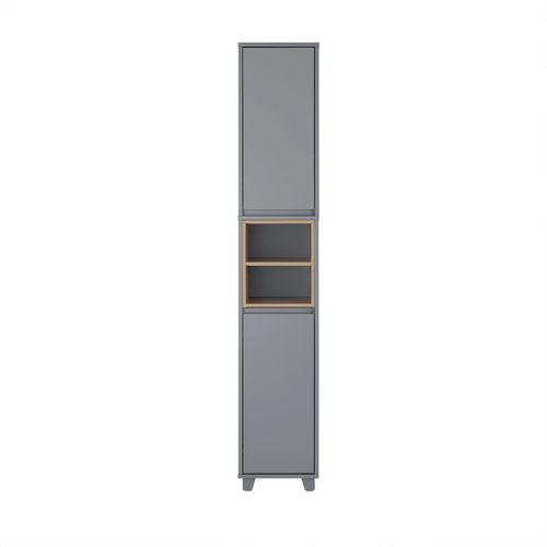 Colonne Avec 2 Portes Et 2 Compartiments Effet Bois Gris