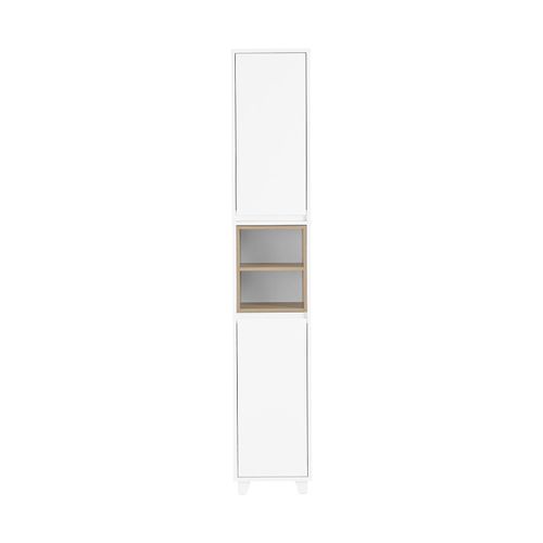 Colonne Avec 2 Portes Et 2 Compartiments Effet Bois Blanc