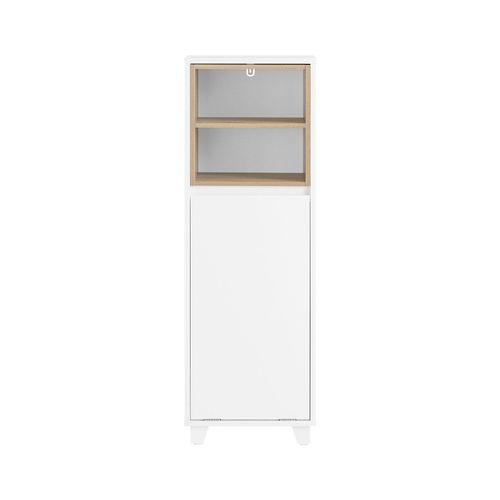 Meuble Bas Avec 1 Panier À Linge Effet Bois Blanc