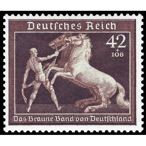 Allemagne, 3ème Reich 1939, Très Beau Timbre Neuf** Luxe Yvert 639, 6ème Course Hippique Du Ruban Brun, Cote 75 Euros.