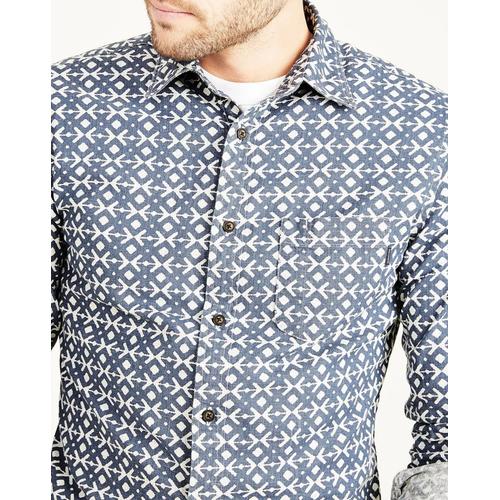 Chemise En Coton & Lin Alpha Icon Slim Fit Imprimée Bleu Moyen