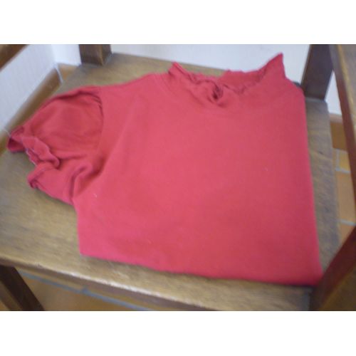 Tee-Shirt Rouge Manches Courtes Et Col Cheminée Pour Fille 14 Ans