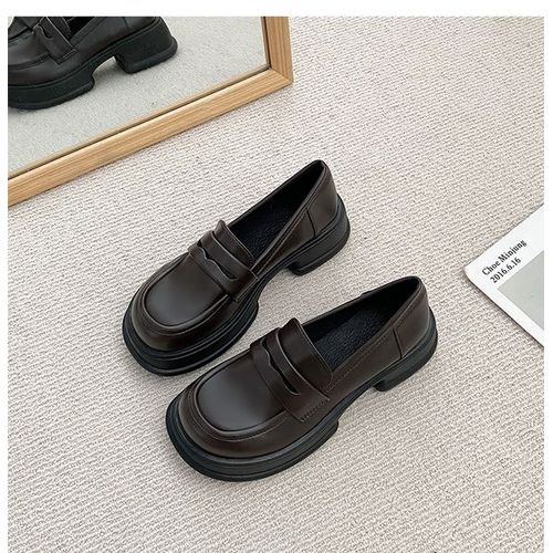 Chaussures Mocassins Ronds Noirs Avec Fourrure Pour Femmebaskets Décontractéesoxfordssabotsplateformeautomne