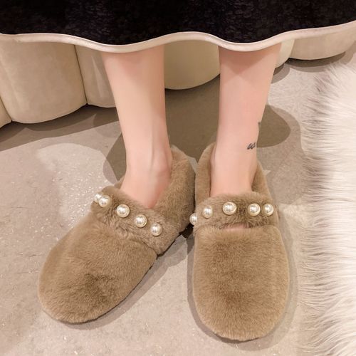 Chaussures Baskets Bout Rond Pour Femmeschaussures En Cuir Blancmocassins Enfilerfourrure Douceloisirs D'hiver Basic Sl