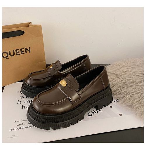 Chaussures Mocassins Ronds Noirs Avec Fourrure Pour Femmebaskets Décontractéesoxfordssabotsplateformeautomne