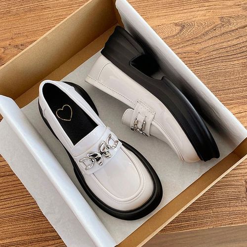 Chaussures Mocassins Ronds Noirs Avec Fourrure Pour Femmebaskets Décontractéesoxfordssabotsplateformeautomne