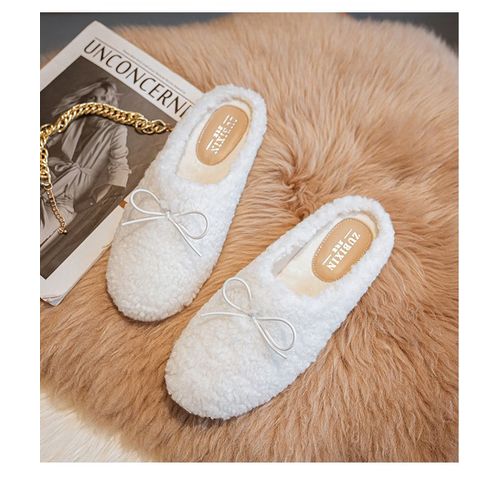 Mocassins En Laine D'agneau De Luxe Pour Femmes,Chaussures En Coton D'hiver,Mocassins En Peluche Chauds,Appartements En Fourrure De Mouton Bouclés Confortables,Grande Taille,40-43