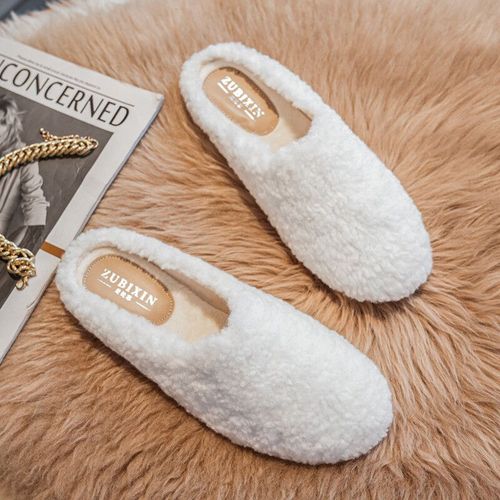 Mocassins En Laine D'agneau De Luxe Pour Femmes,Chaussures En Coton D'hiver,Mocassins En Peluche Chauds,Appartements En Fourrure De Mouton Bouclés Confortables,Grande Taille,40-43
